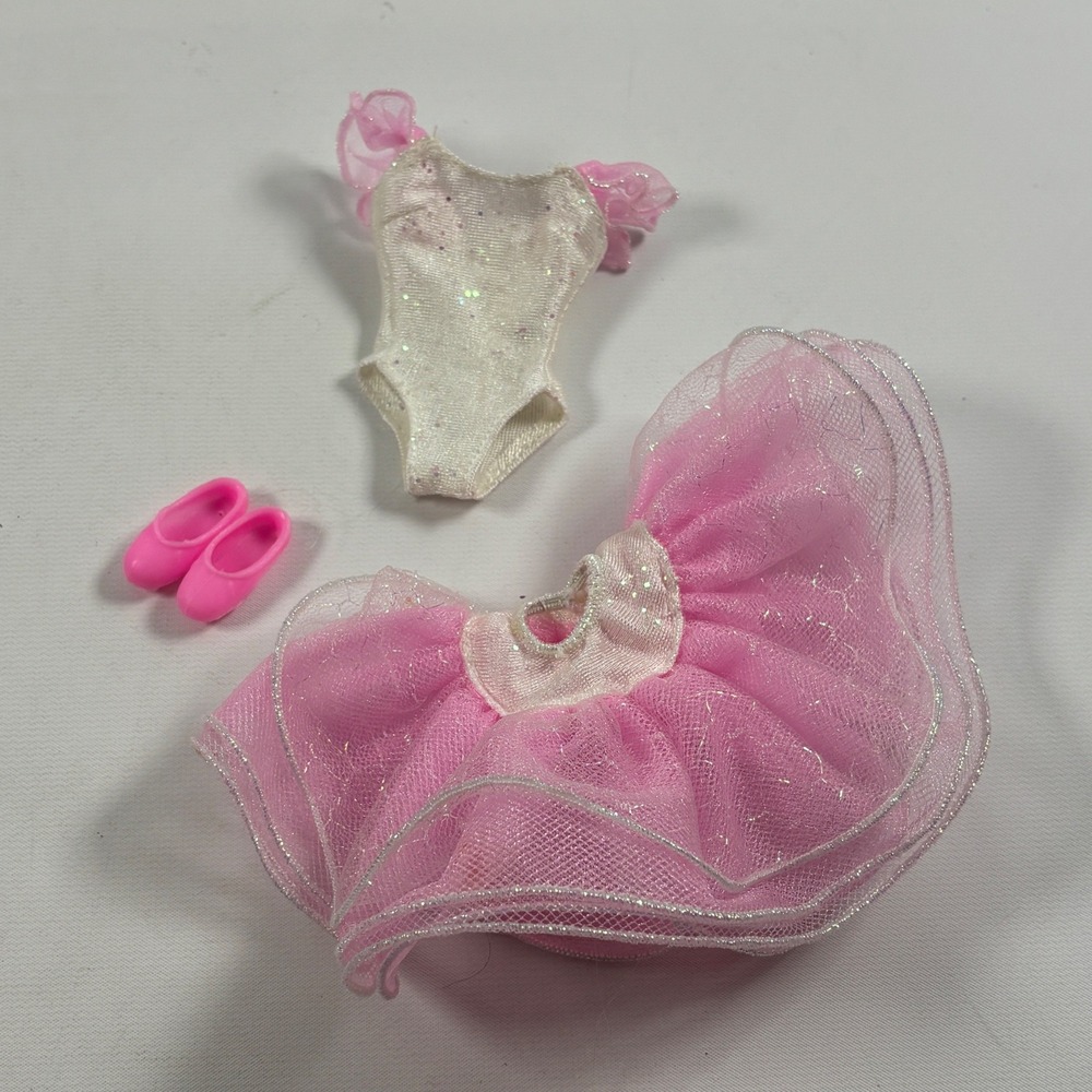 Vintage Barbie My First Ballerina Outfit Easy to Dress Pink Tutu Leotard Shoes